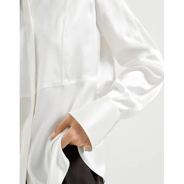 Brunello Cucinelli Satin shirt in White, view 4