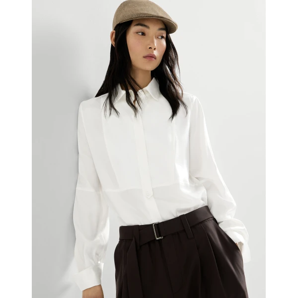 Brunello Cucinelli Satin shirt in White, view 5