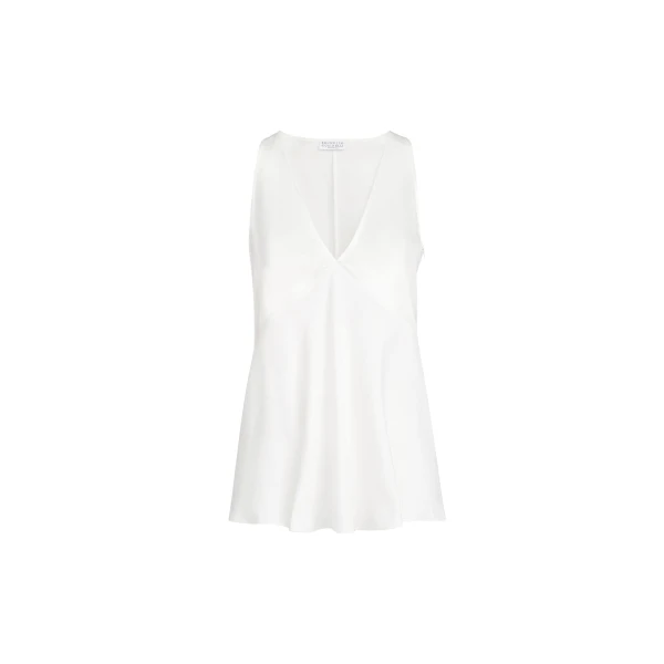 Brunello Cucinelli Satin top in White