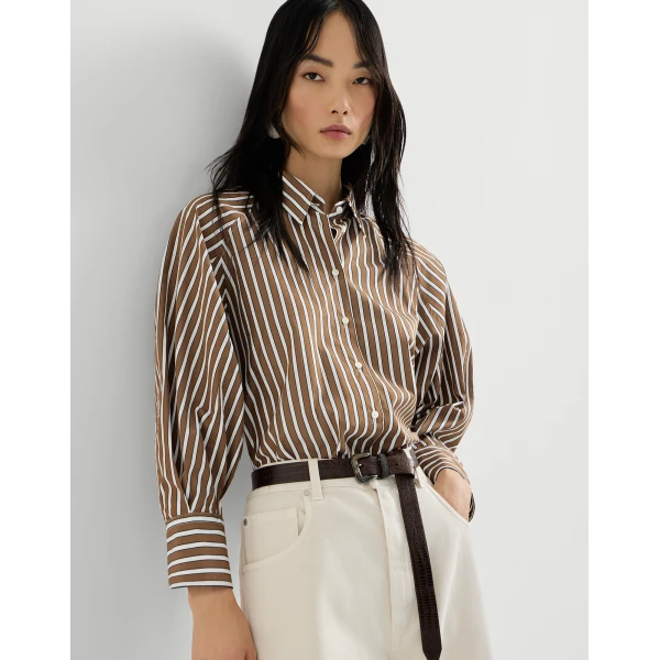 Brunello Cucinelli Shadow stripe poplin shirt, view 5
