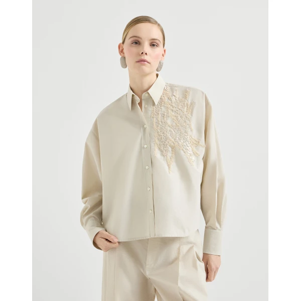 Brunello Cucinelli Shirt with dazzling seabed embroidery in Panama, view 2