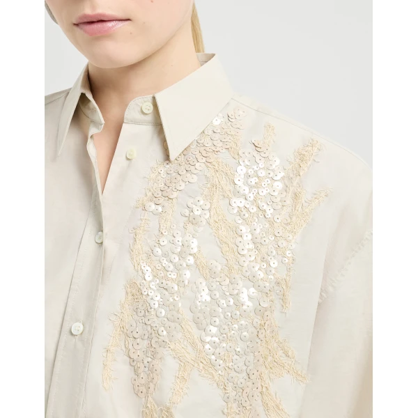 Brunello Cucinelli Shirt with dazzling seabed embroidery in Panama, view 4