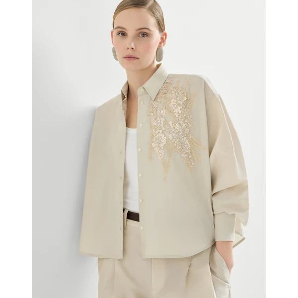 Brunello Cucinelli Shirt with dazzling seabed embroidery in Panama, view 5