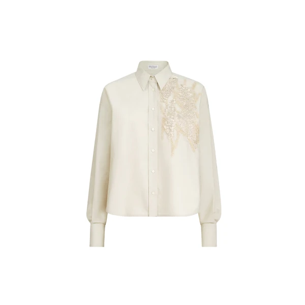Brunello Cucinelli Shirt with dazzling seabed embroidery in Panama