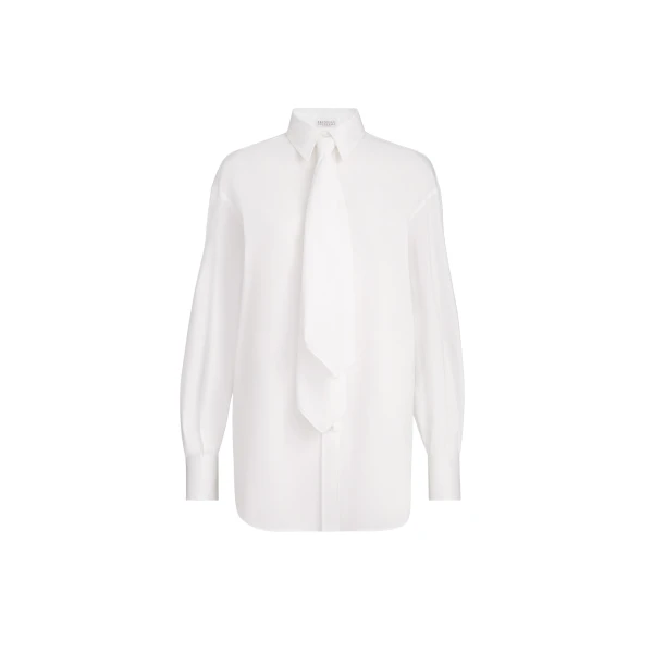 Brunello Cucinelli Shirt with tie and monili in White