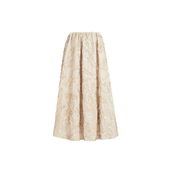 Brunello Cucinelli Skirt with dazzling seabed embroidery in Sand