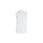 Brunello Cucinelli Sleeveless Shirt with Shiny Trim in White
