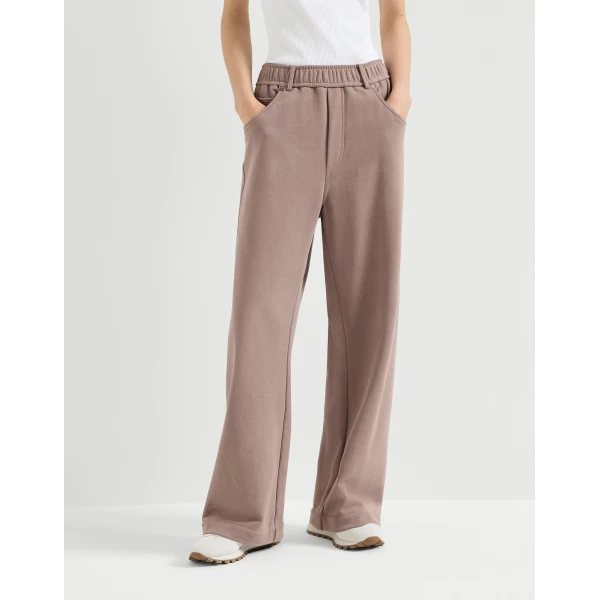 Brunello Cucinelli Smooth French terry trousers in Brown, view 2