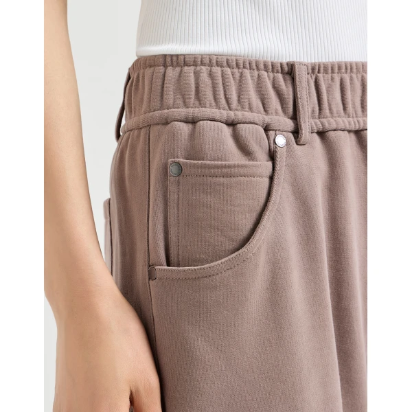 Brunello Cucinelli Smooth French terry trousers in Brown, view 4