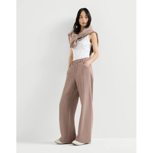 Brunello Cucinelli Smooth French terry trousers in Brown, view 5