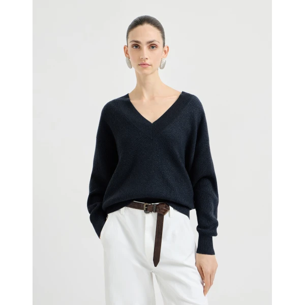 Brunello Cucinelli Sparkling cashmere sweater in Blue, view 2