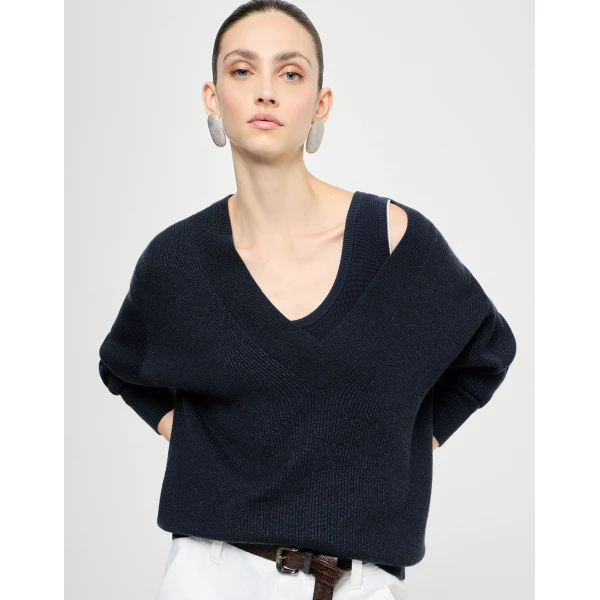 Brunello Cucinelli Sparkling cashmere sweater in Blue, view 5