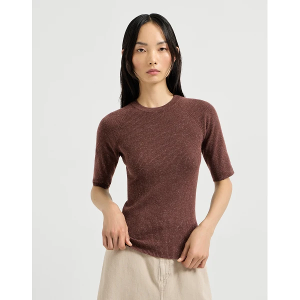 Brunello Cucinelli Sparkling cashmere sweater in Bordeaux, view 2