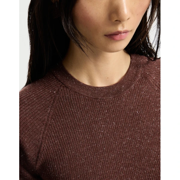 Brunello Cucinelli Sparkling cashmere sweater in Bordeaux, view 4