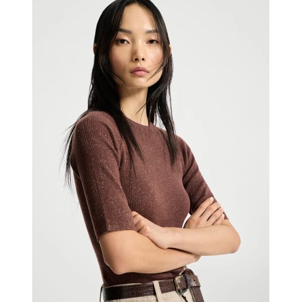 Brunello Cucinelli Sparkling cashmere sweater in Bordeaux, view 5