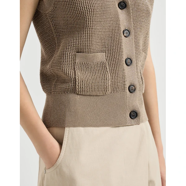 Brunello Cucinelli Sparkling cotton cardigan in Walnut, view 4