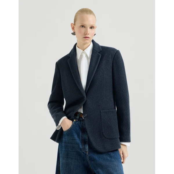 Brunello Cucinelli Sparkling knit blazer in Blue, view 2