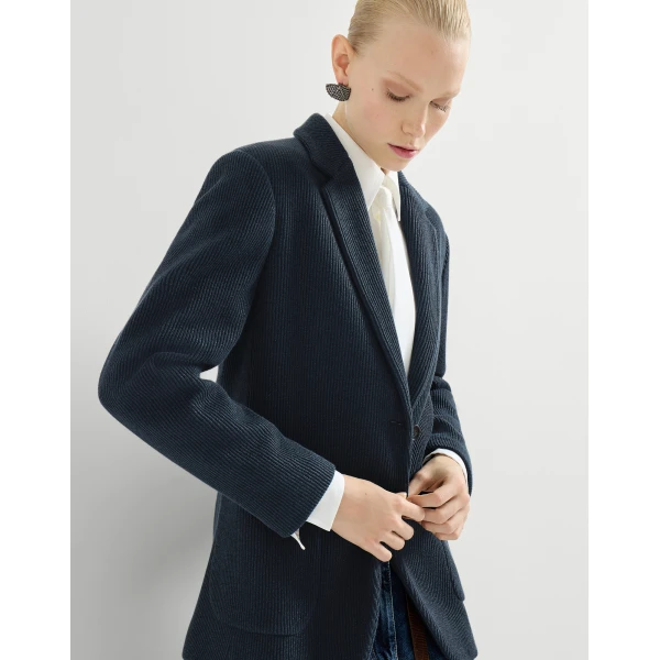 Brunello Cucinelli Sparkling knit blazer in Blue, view 5