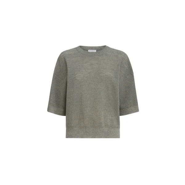 Brunello Cucinelli Sparkling linen sweater in Military