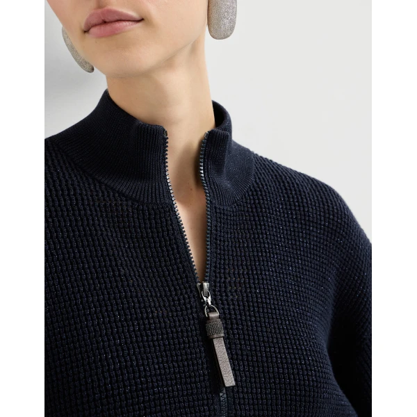 Brunello Cucinelli Sparkling net cardigan in Blue, view 4