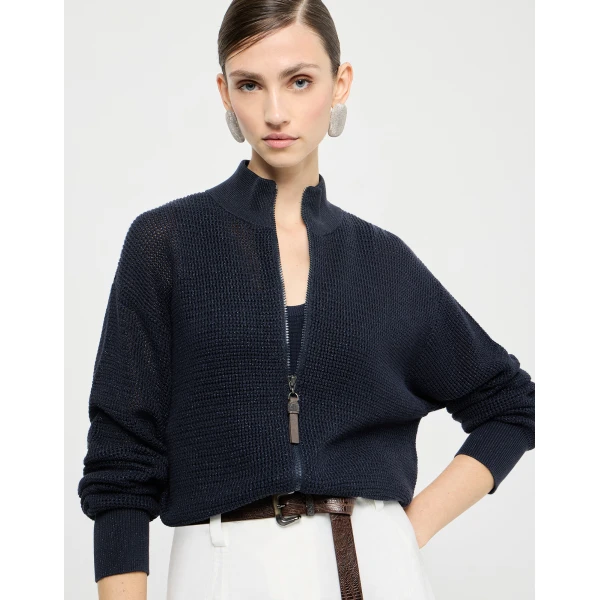 Brunello Cucinelli Sparkling net cardigan in Blue, view 5
