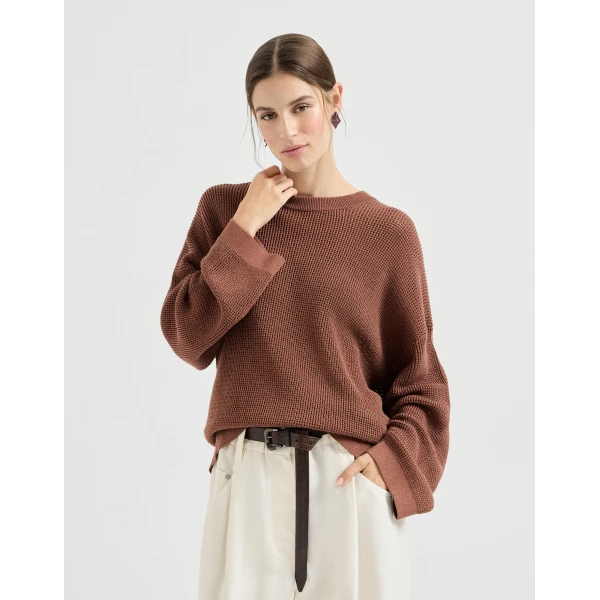 Brunello Cucinelli Sparkling net sweater in Firebrick, view 2