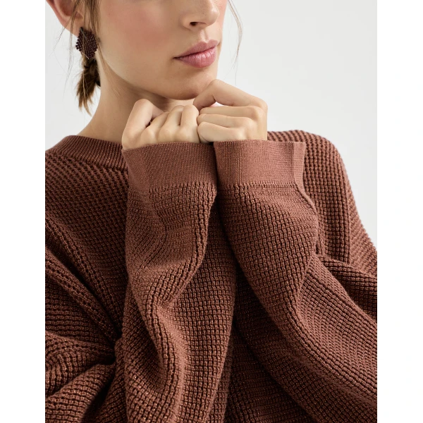Brunello Cucinelli Sparkling net sweater in Firebrick, view 4