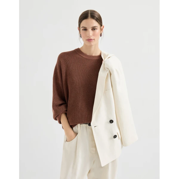 Brunello Cucinelli Sparkling net sweater in Firebrick, view 5