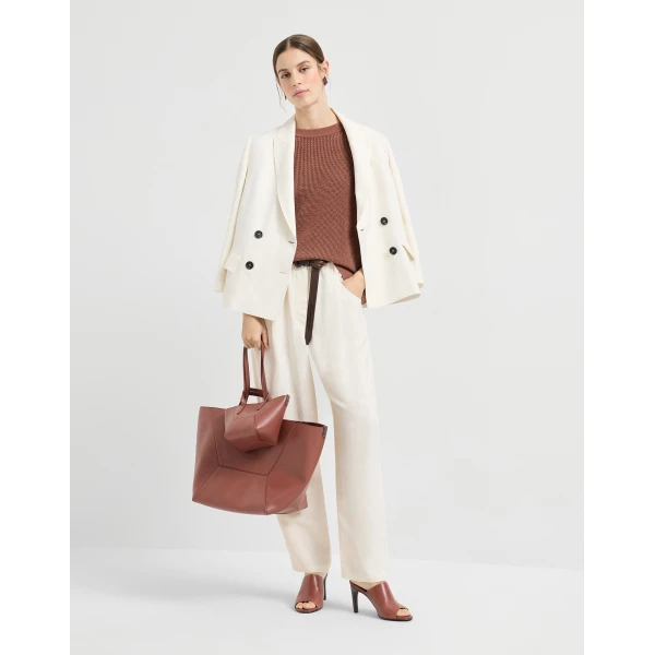 Brunello Cucinelli Sparkling net sweater in Firebrick, view 6