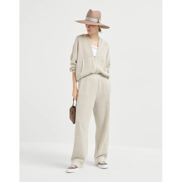 Brunello Cucinelli Sparkling net sweatshirt in Oat Jacket, view 6