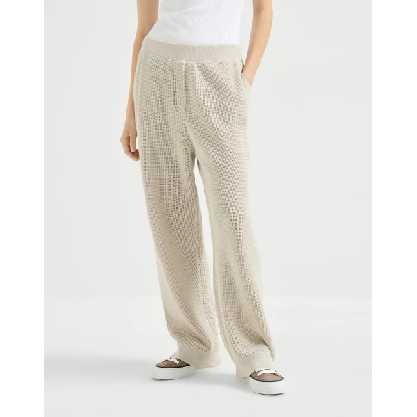 Brunello Cucinelli Sparkling net trousers in Oat, view 2
