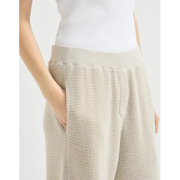 Brunello Cucinelli Sparkling net trousers in Oat, view 4