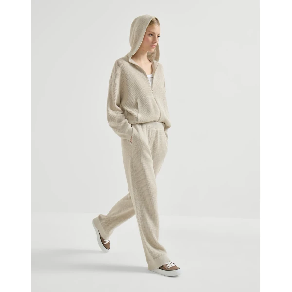 Brunello Cucinelli Sparkling net trousers in Oat, view 5