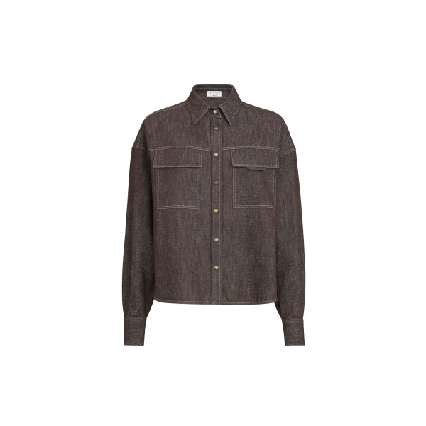 Brunello Cucinelli Sparkling no-fade denim shirt in Cocoa