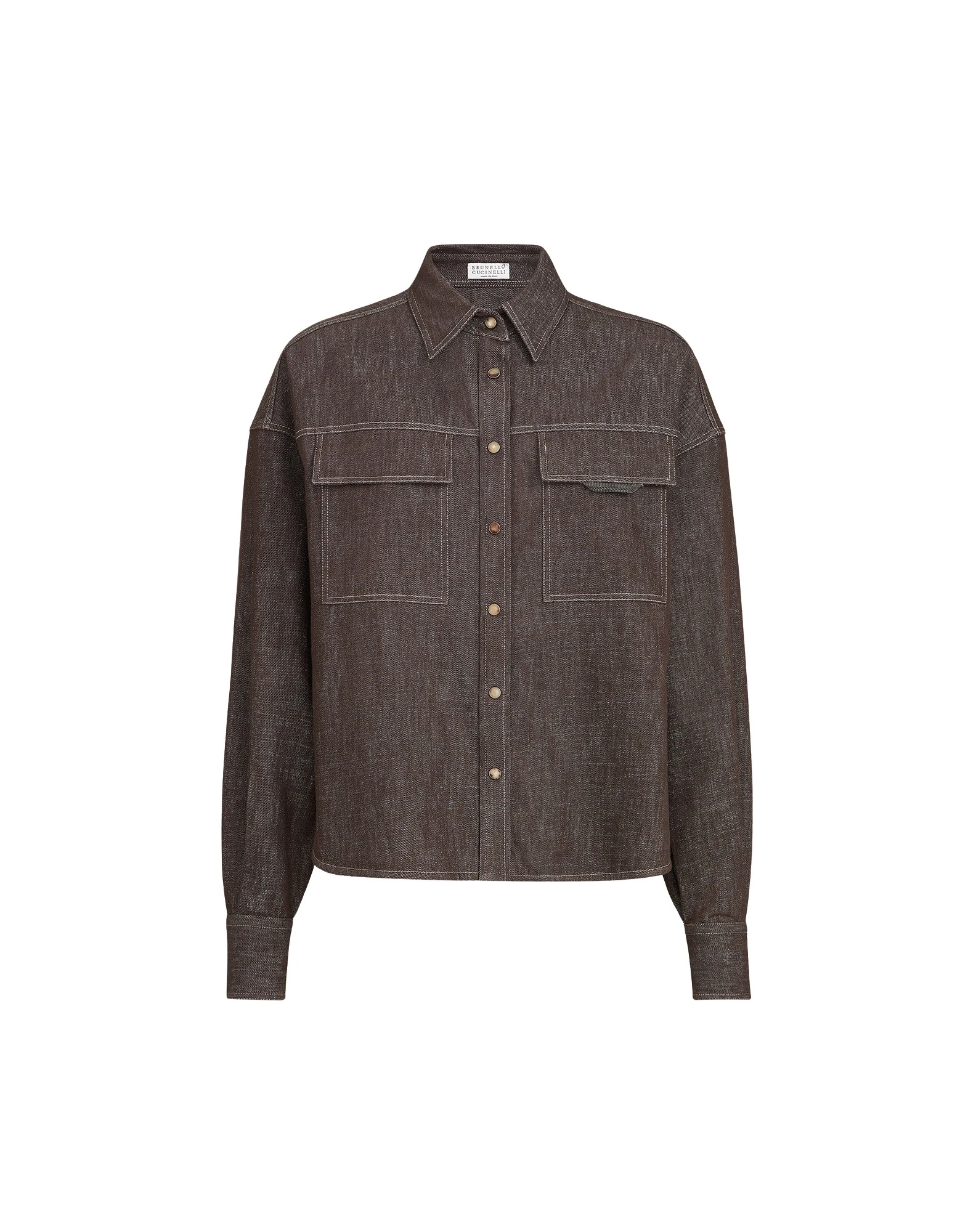 Brunello Cucinelli Sparkling no-fade denim shirt in Cocoa