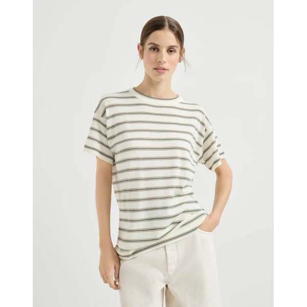 Brunello Cucinelli Sparkling stripe t-shirt Knit, view 2