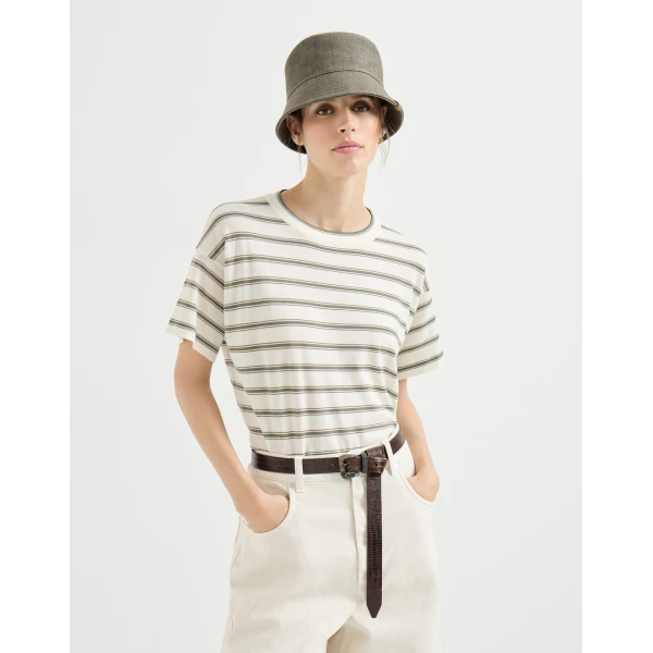 Brunello Cucinelli Sparkling stripe t-shirt Knit, view 5