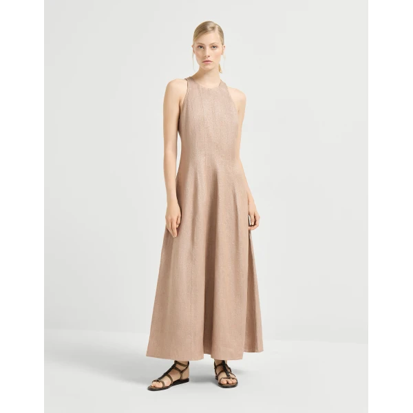 Brunello Cucinelli Sparkling twill dress in Antique Pink, view 2