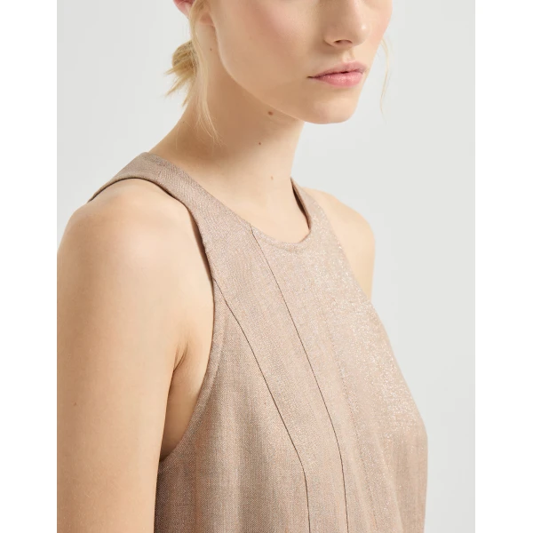 Brunello Cucinelli Sparkling twill dress in Antique Pink, view 4