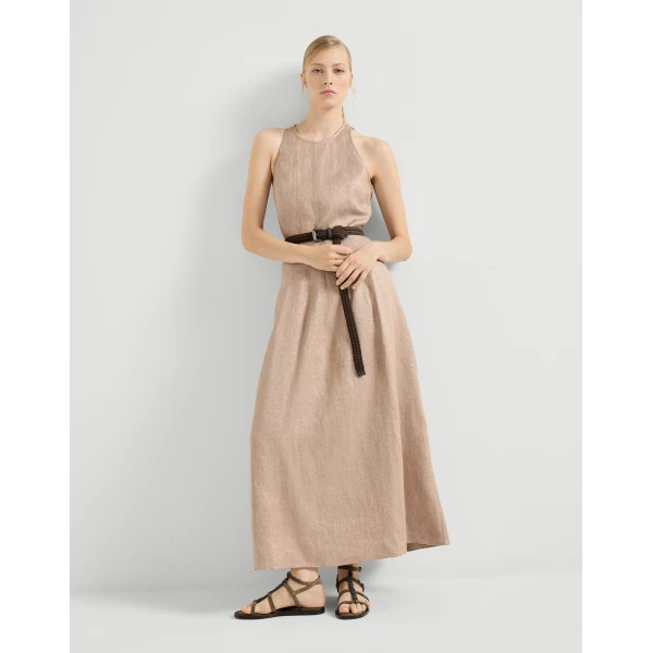 Brunello Cucinelli Sparkling twill dress in Antique Pink, view 5