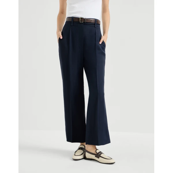Brunello Cucinelli Square cigarette trousers in Blue, view 2