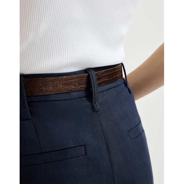 Brunello Cucinelli Square cigarette trousers in Blue, view 4