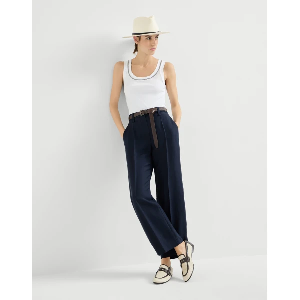 Brunello Cucinelli Square cigarette trousers in Blue, view 5