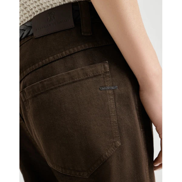 Brunello Cucinelli Straight five-pocket trousers in Chocolate, view 4
