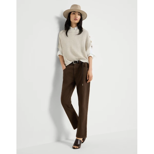 Brunello Cucinelli Straight five-pocket trousers in Chocolate, view 5