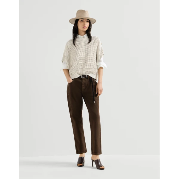 Brunello Cucinelli Straight five-pocket trousers in Chocolate, view 6