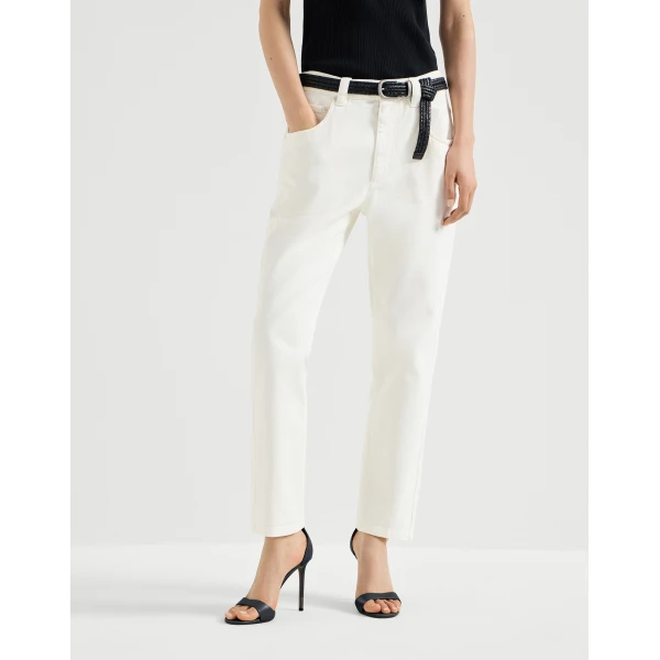 Brunello Cucinelli Straight five-pocket trousers in Panama, view 2