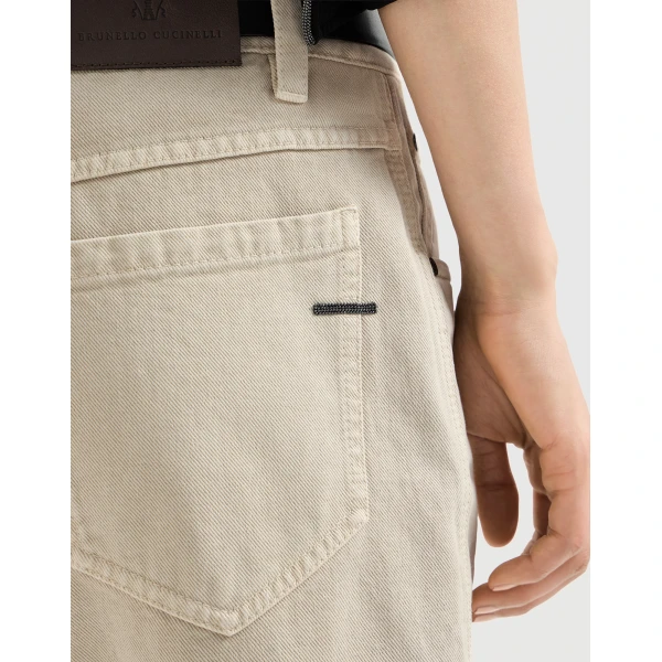Brunello Cucinelli Straight five-pocket trousers in Sand, view 4
