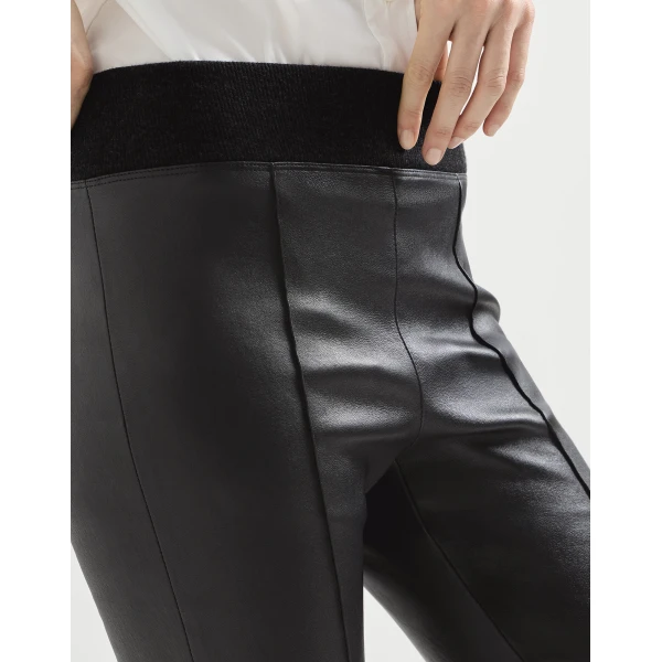 Brunello Cucinelli Stretch nappa leggings in Black, view 4