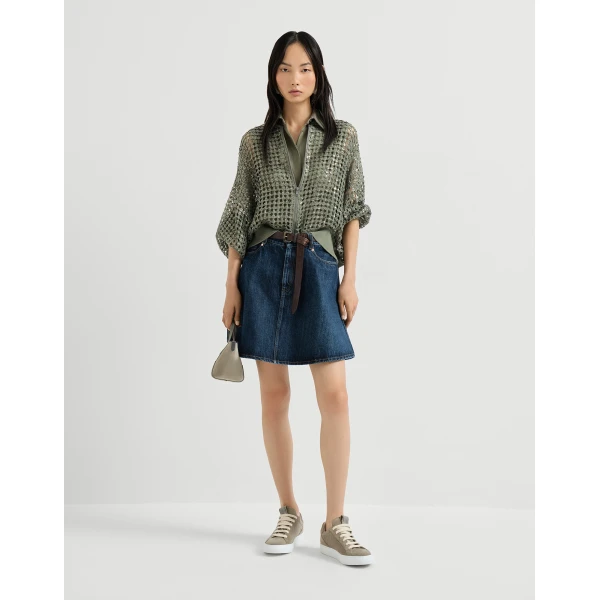 Brunello Cucinelli Stretch poplin shirt in Green, view 6